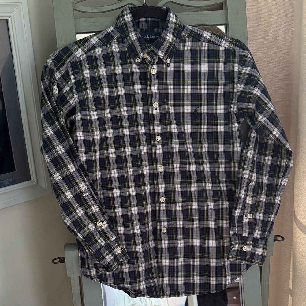 Polo Ralph Lauren Navy and Green Plaid Shirt